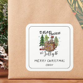 Adesivo Quadrado Dead Inside Jolly AF Christmas Funny Quote