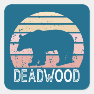 Adesivo Quadrado Deadwood South Dakota Retro Bear