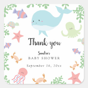 Adesivo Quadrado Debaixo do Chá de fraldas do mar Cute Kawaii Obri