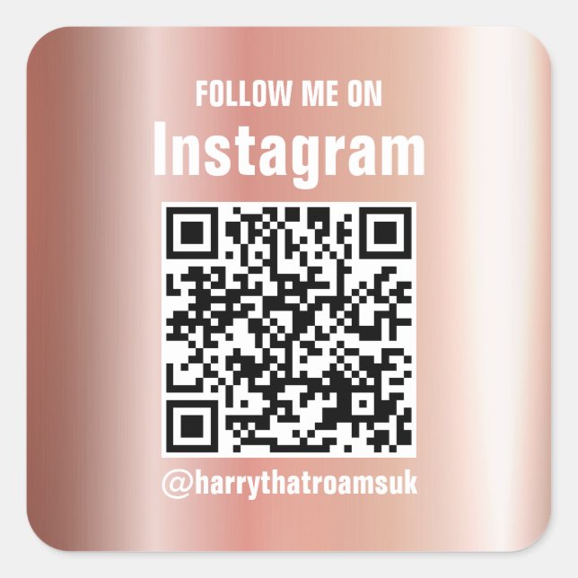 Adesivo Quadrado Decal de Mídia Social, código qr para o seu Instag (Frente)
