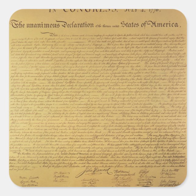 Adesivo Quadrado Declaração de independência (Frente)