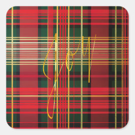 Adesivo Quadrado Decoração Clássica da Caligrafia de Tartan 'Joy' X