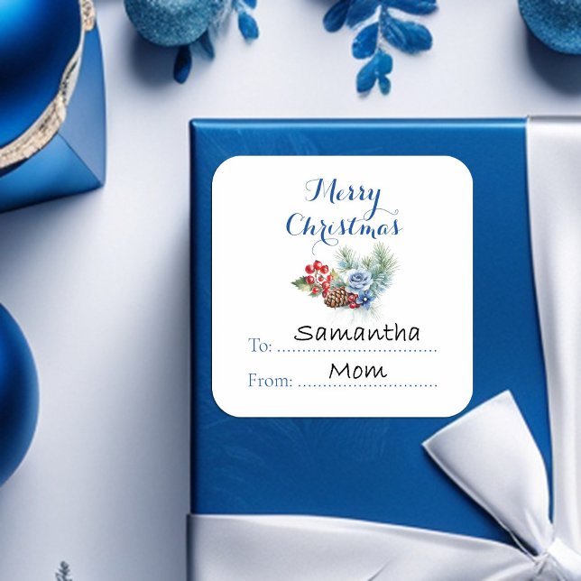 Adesivo Quadrado Decoração Clássica de Natal Branco (Criador carregado)