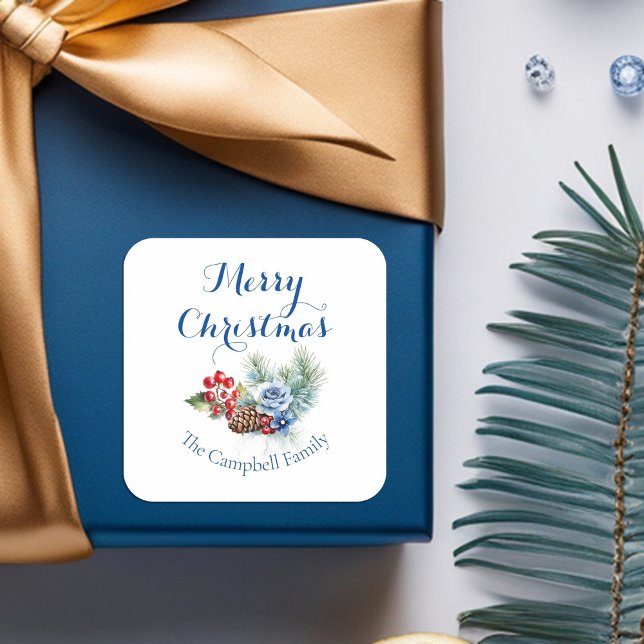 Adesivo Quadrado Decoração Clássica de Natal Branco (Criador carregado)