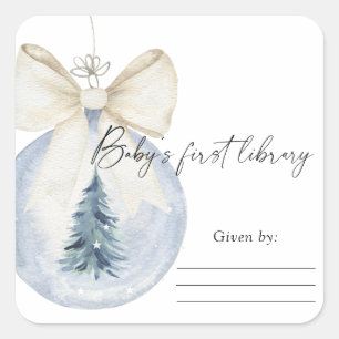 Adesivo Quadrado decoração de árvore de Natal - Ex-libris para chá 