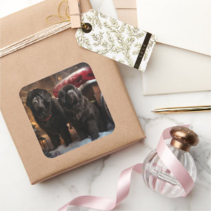 Adesivo Quadrado Decoração de Natal de Newfound Snowy Sleigh