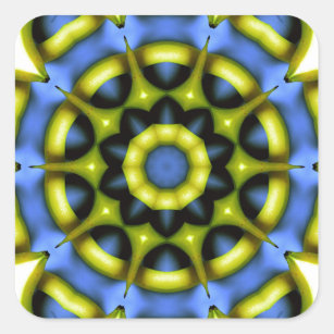 Adesivo Quadrado Decoração do caleidoscópio Amarelo Azul