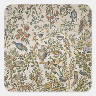 Adesivo Quadrado Decoração do teto com flores e pássaros (mosaic
