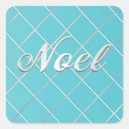 Adesivo Quadrado Decoração "Noel" de azul e prata de turquesa festi