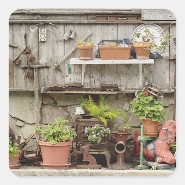 Adesivo Quadrado Decorações na cerca de madeira, ilha Catalina, (Frente)