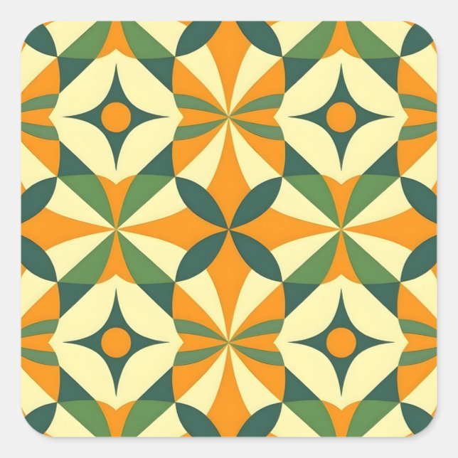 Adesivo Quadrado Decorative retro seamless pattern (Frente)