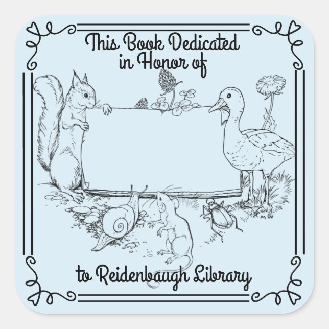 Adesivo Quadrado Dedicação de Biblioteca do Sticker Qualquer Um. (Frente)