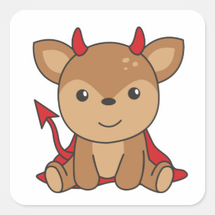 Adesivo Quadrado Deer Halloween Cute Devil Witume Square Sti