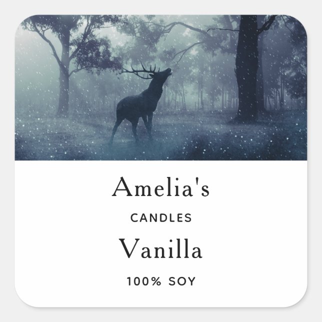 Adesivo Quadrado Deer with Antlers in a Forest - Empresa de velas (Frente)