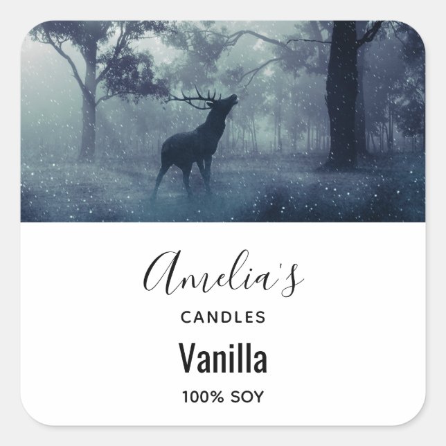 Adesivo Quadrado Deer with Antlers in a Forest - Empresa de velas (Frente)