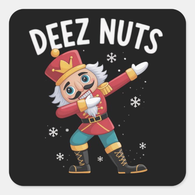 Adesivo Quadrado Deez Nuts Nutcracker Nut Funny Christmas  (Frente)