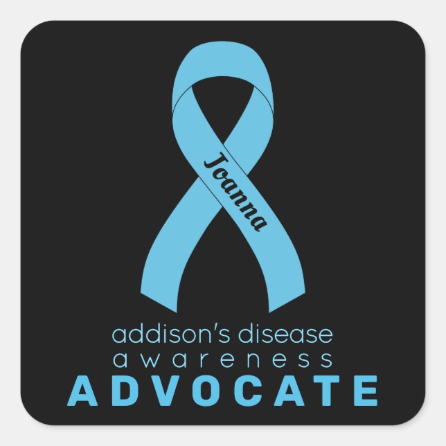 Adesivo Quadrado Defensor da Doença de Addison - Sticker Preto (Frente)