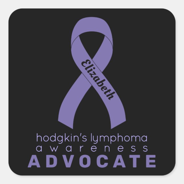 Adesivo Quadrado Defensor do Linfoma Hodgkin em Preto (Frente)