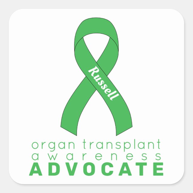 Adesivo Quadrado Defensor do Transplante de Órgãos Branco (Frente)