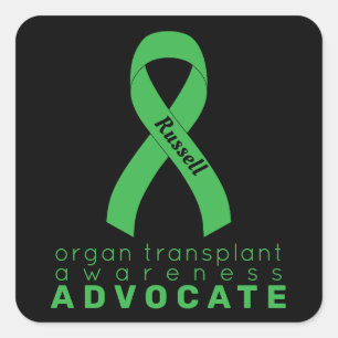Adesivo Quadrado Defensor do Transplante de Órgãos Preto