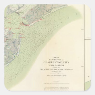 Adesivo Quadrado Defesas de Charleston, campo de batalha de Belmont