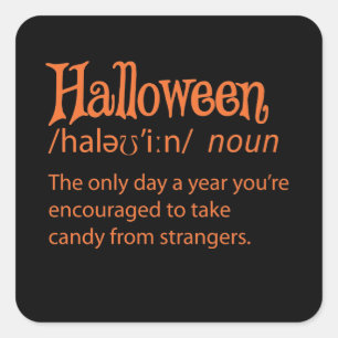 Adesivo Quadrado Definição de Dicionário Engraçado do Halloween