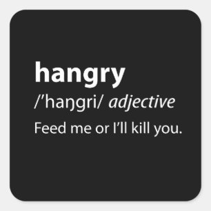 Adesivo Quadrado Definição de Dicionário Engraçado Hangry