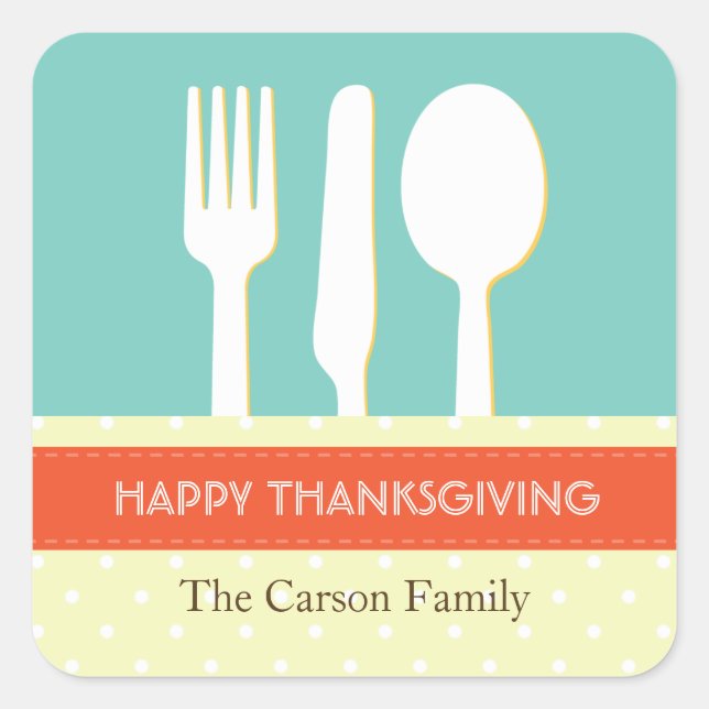 Adesivo Quadrado Definição de lugar utensil, azul alaranjado, ação  (Frente)