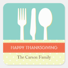 Adesivo Quadrado Definição de lugar utensil, azul alaranjado, ação 