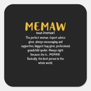 Adesivo Quadrado Definição de Memaw de Arte-Mãe