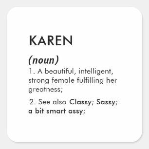 Adesivo Quadrado Definição de nome Karen editável, nome personaliza