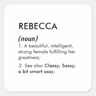 Adesivo Quadrado Definição do nome Rebecca editável, nome personali