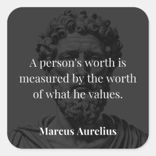 Adesivo Quadrado Definindo Valor: Marcus Aurelius em Valores
