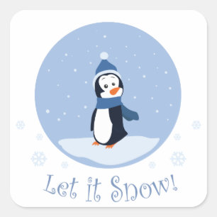 Adesivo Quadrado Deixe Neve! (Pinguim)