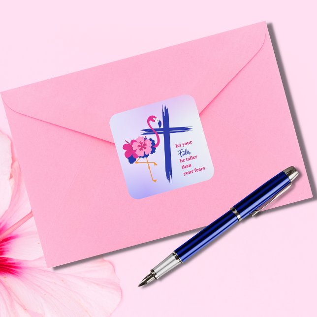 Adesivo Quadrado Deixe sua fé ser mais alta que sua citação de medo (Criador carregado)