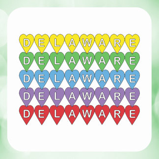 Adesivo Quadrado Delaware Rainbow Hearts