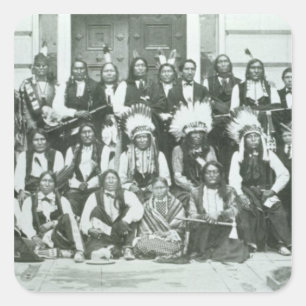 Adesivo Quadrado Delegação indiana de líderes de Sioux em