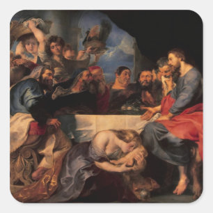 Adesivo Quadrado Deleite na casa de Simon o Pharisee, c.1620