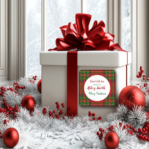 Adesivo Quadrado Deleites verdes vermelhos do costume da xadrez do