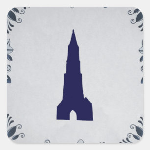 Adesivo Quadrado Delft Blue azulejo New Church em Delft