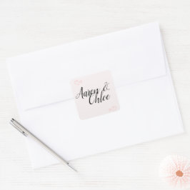 Adesivo Quadrado Delicado Casamento de Caligrafia Minimalista