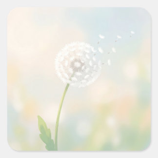 Adesivo Quadrado Delicate Dandelion Seeds in the Wind