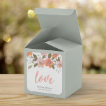 Adesivo Quadrado Delicate Floral Peach Wedding Love<br><div class="desc">Este adesivo quadrado Delicado Floral Love apresenta uma delicada cor-de-água floral e a palavra "Amor" no tradicional script de pincel de pêssego que é perfeito para o seu casamento. Veja aqui os carimbos de convite e de postagem correspondentes https://www.zazzle.com/collections/peach_delicate_floral_wedding_and_celebrations-119860367950893686?rf=238364477188679314 Personalize-o com seus detalhes substituindo o texto de marcador de posição....</div>