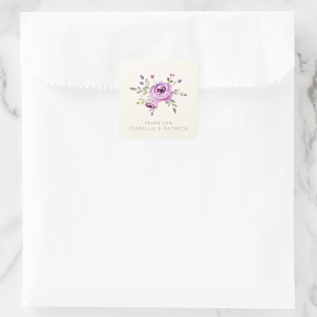 Adesivo Quadrado Delicate Floral Thank You (Bolsa)