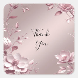 Adesivo Quadrado Delicate Pink Floral Frame Sticker