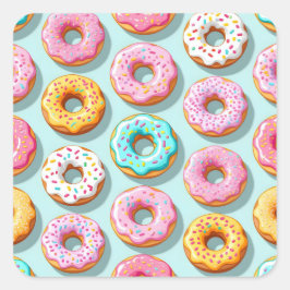 Adesivo Quadrado Deliciosos donuts de creme azuis