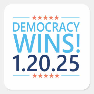 Adesivo Quadrado Democracia Vence Kamala Harris 1.20.25