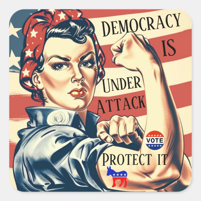 Adesivo Quadrado Democracy/ Protect It Sticker (Frente)