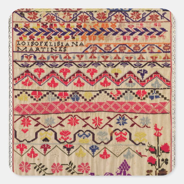 Adesivo Quadrado Demonstrador do bordado (Frente)