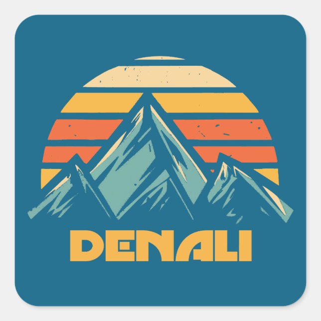 Adesivo Quadrado Denali Alaska Retro Turquesa (Frente)